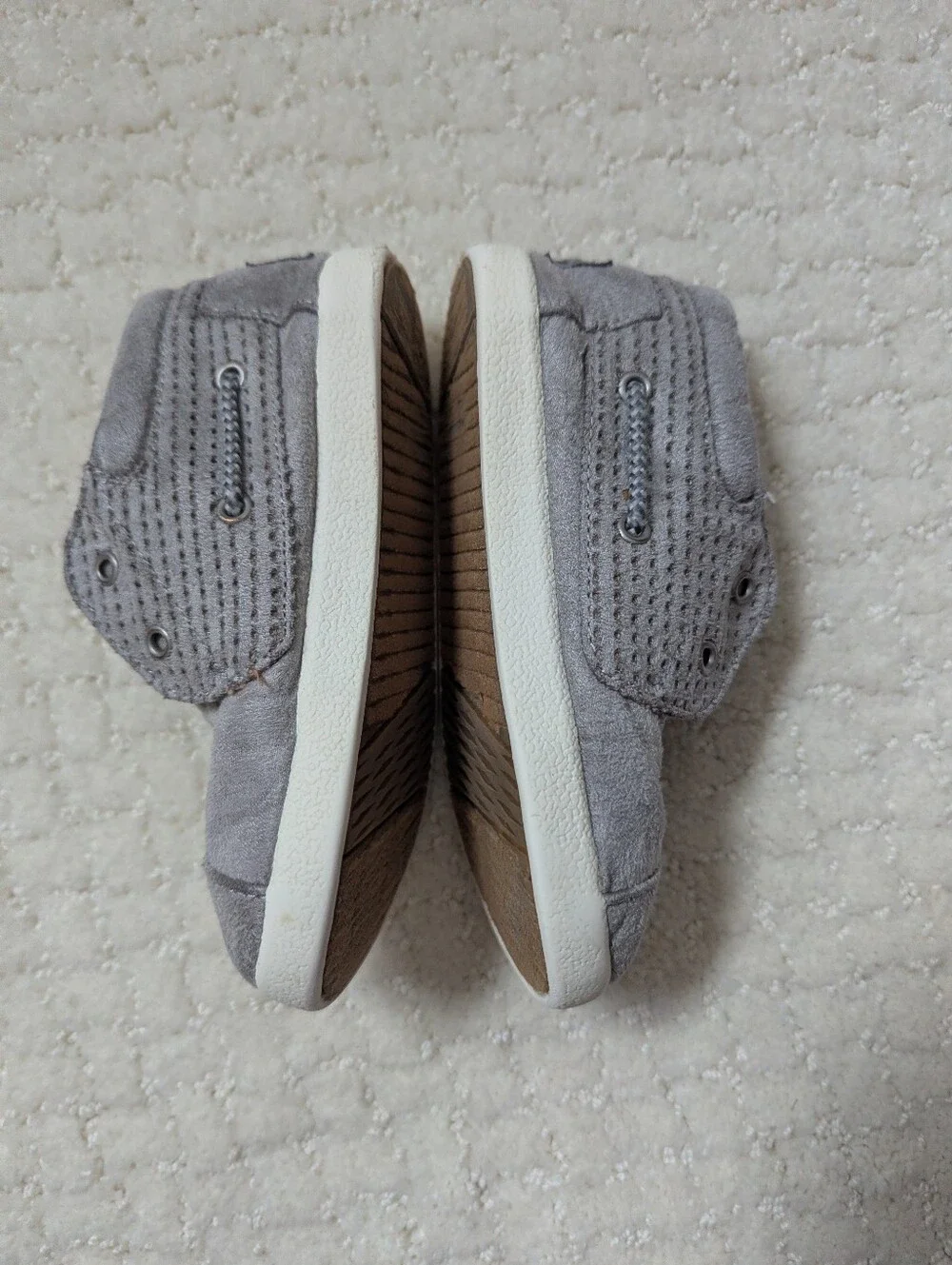Kids TOMS Gray Suede High-Top Velcro Sneakers Size Toddler US9